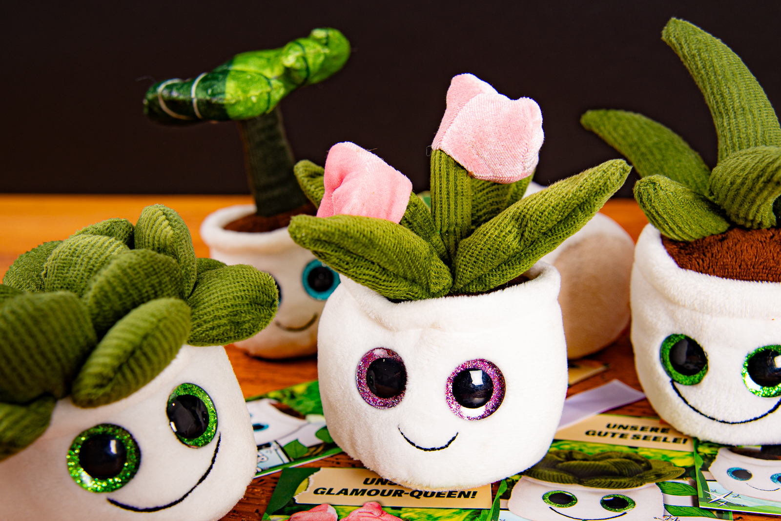 Mehrere Schmoozies Evergreenies Displayreiniger in der Detailansicht.