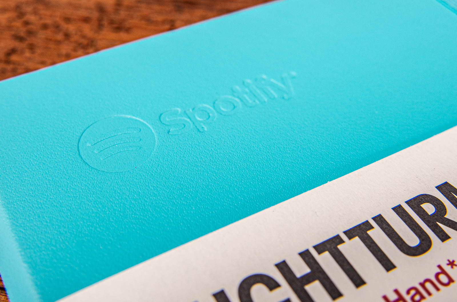 Detailansicht Logopr&auml;gung auf dem Messeartikel Leuchtturm1917 Notizbuch.