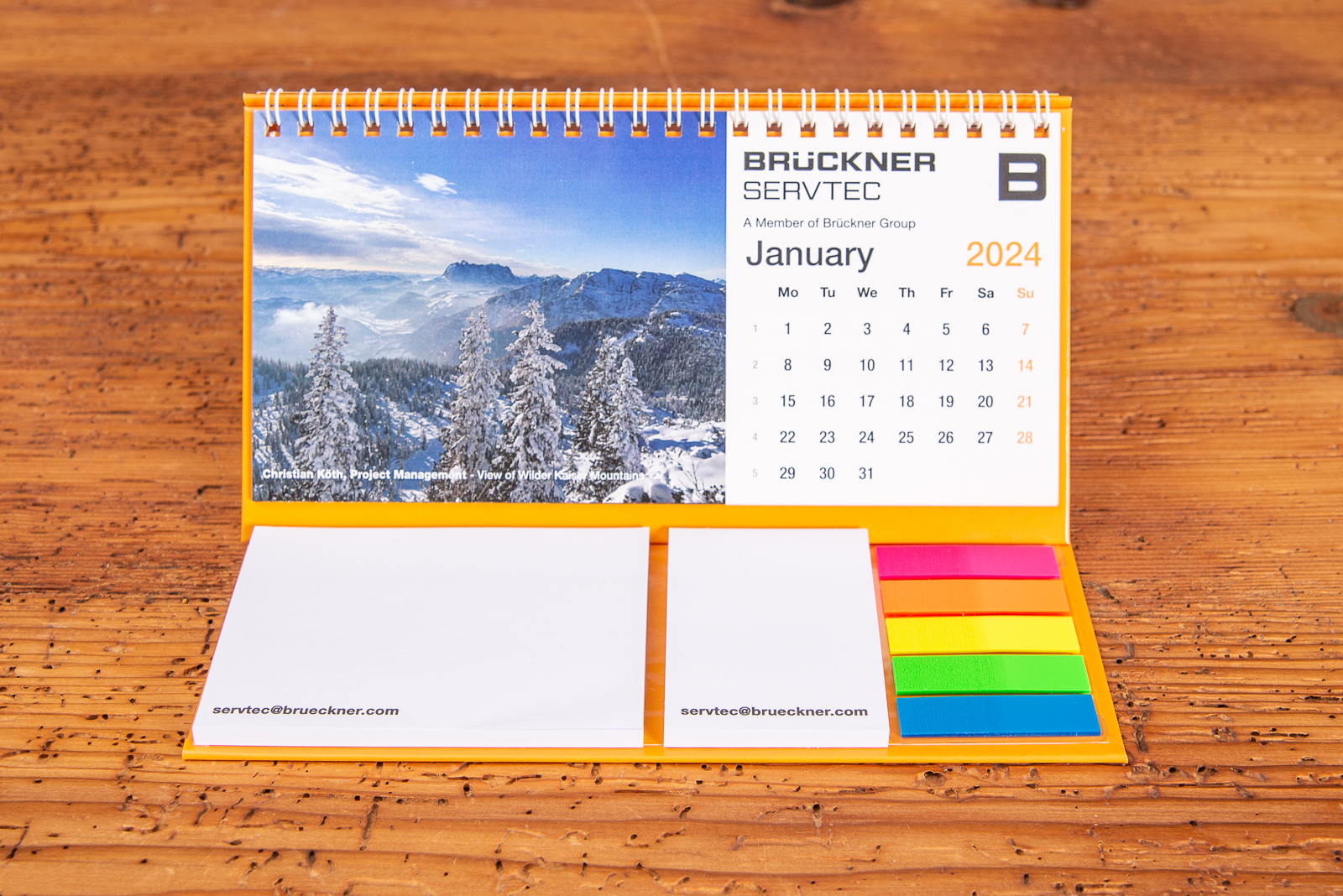 Tischkalender mit Haftnotizen als Werbeartikel.