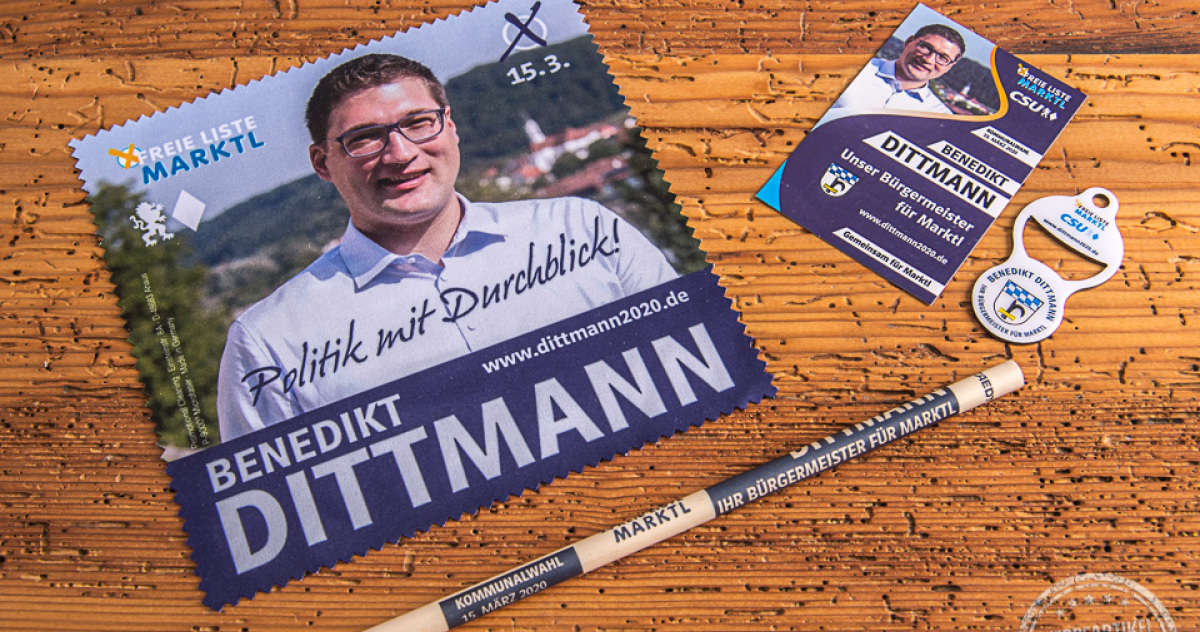 CSU B&uuml;rgermeister Kandidat Werbeartikel f&uuml;r Wahlwerbung