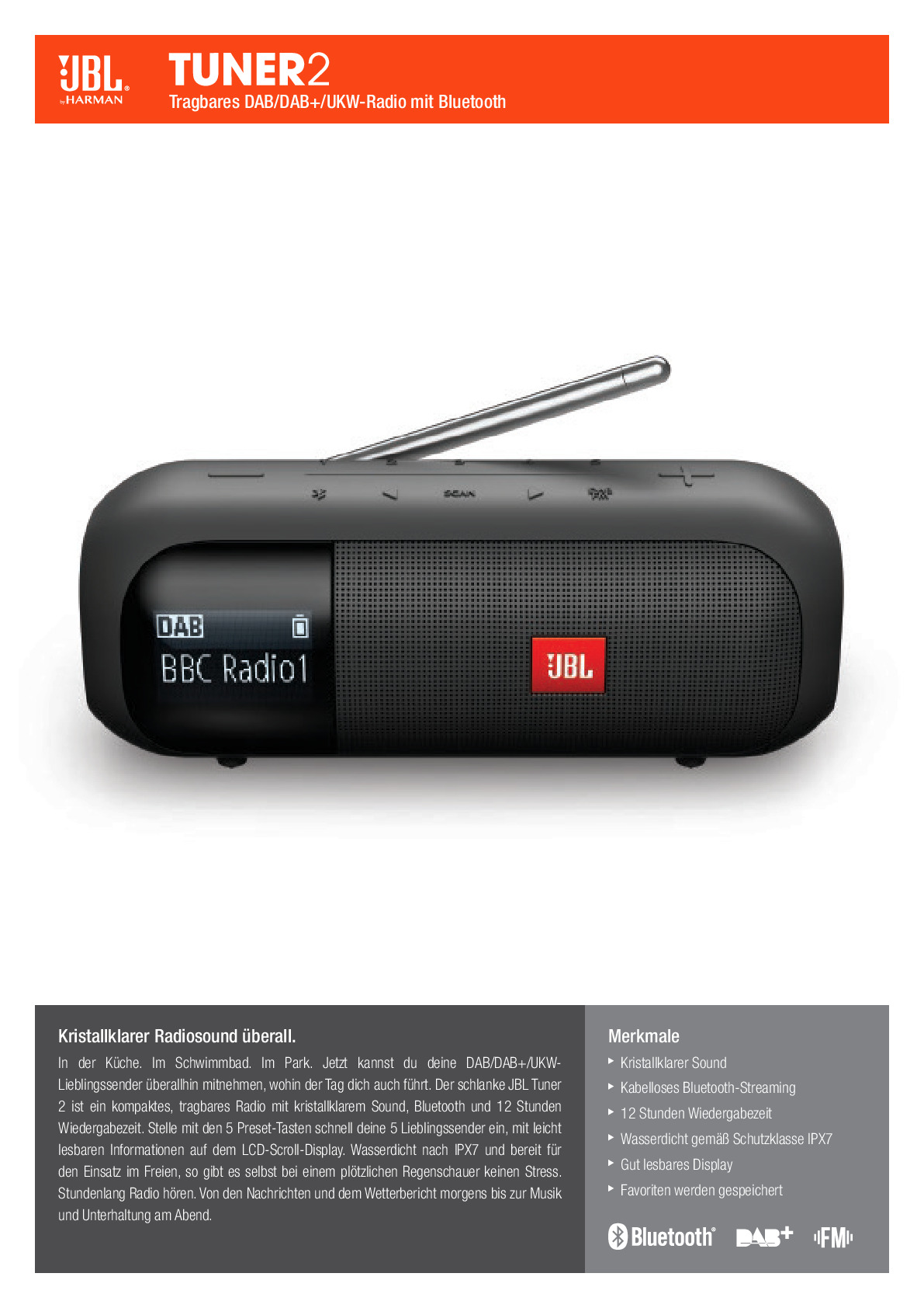 JBL Tuner 2 Produktdatenblatt