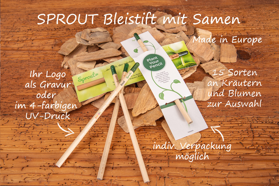SPROUT Bleistift mit Samen als Werbegeschenk - alle Details auf einen Blick.