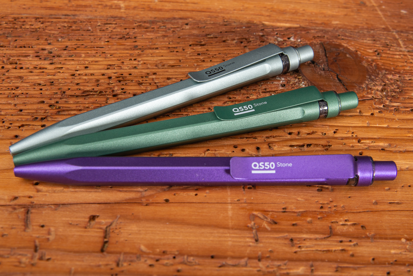 Werbemittel Kugelschreiber Prodir QS50stone in vier unterschiedlichen Farben.