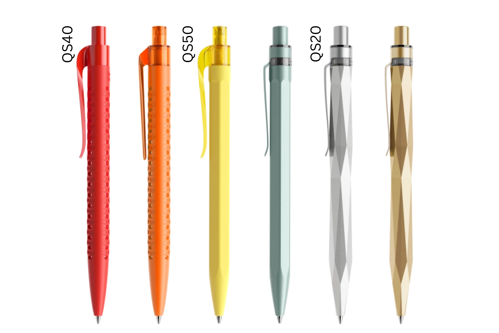 Prodir QS Kugelschreiber Serie mit unterschiedlichen Modellen.
