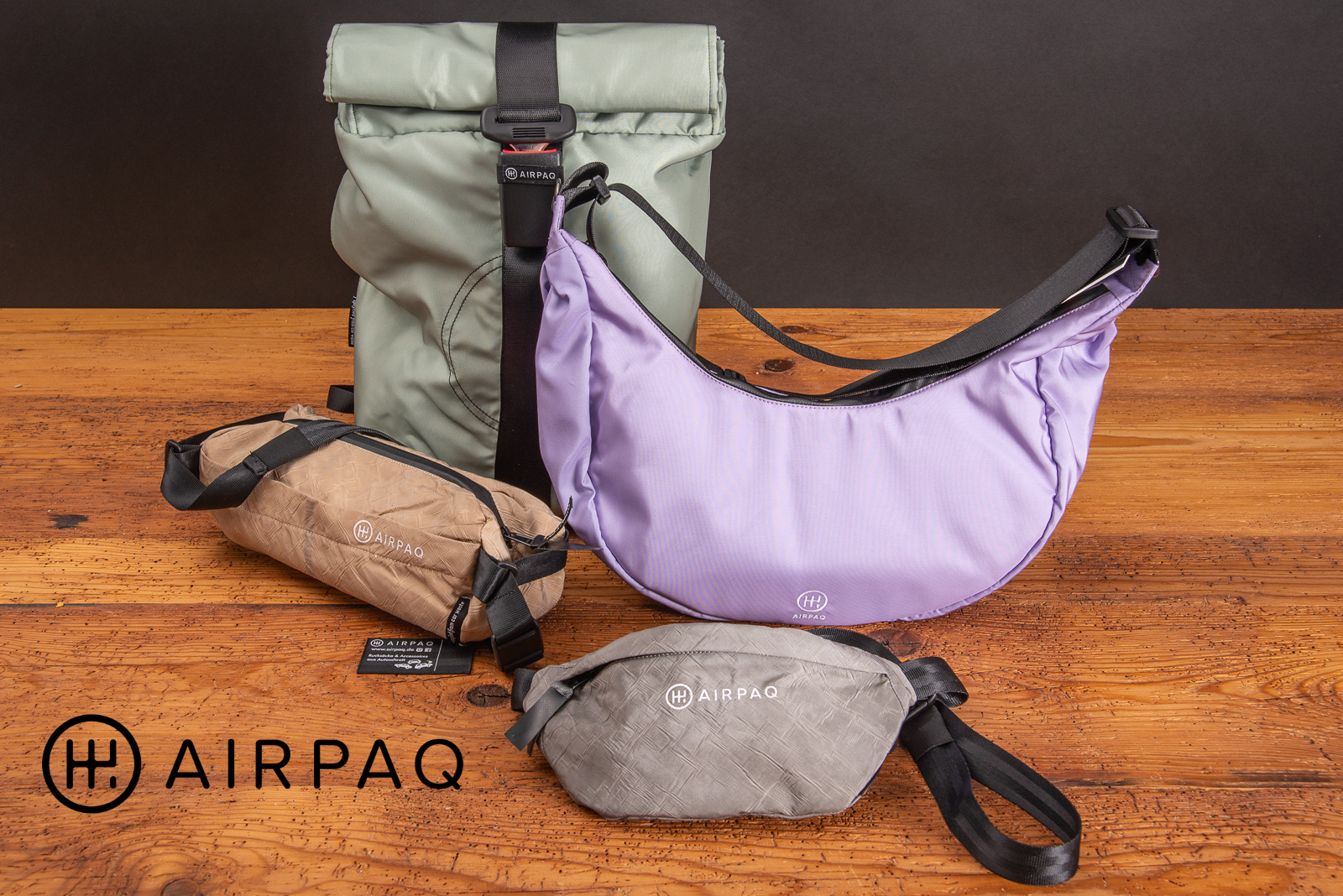 AIRPAQ Rucks&auml;cke und Hipbags aus Autoschrott als Werbeartikel.