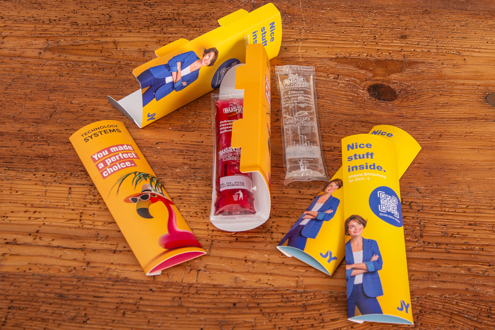 Mailingartikel f&uuml;r den Sommer, das Bussy Wassereis zum Selbereinfrieren im individuell gestalbaren Promopack