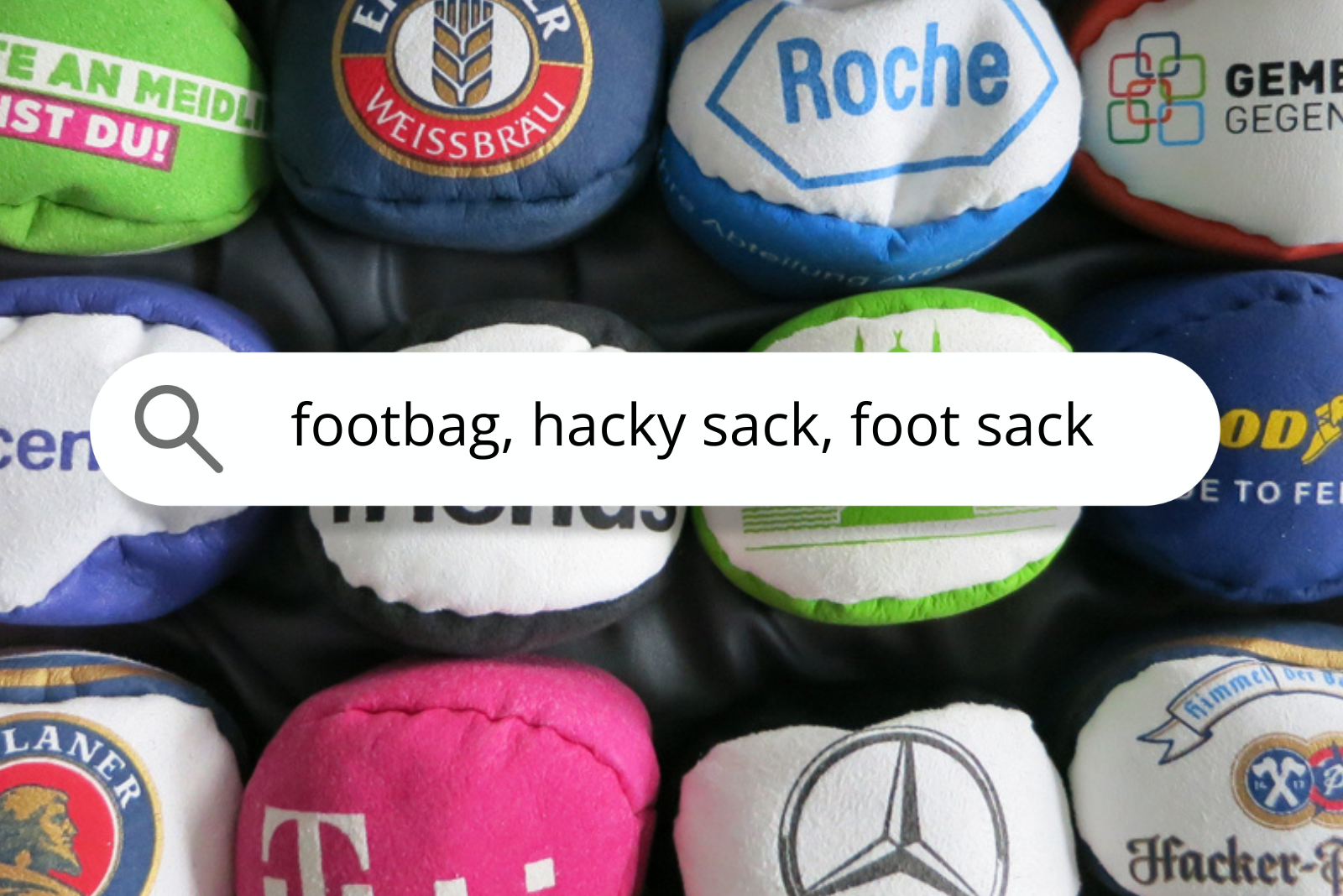 Footbags individuell bedruckt als Werbeartikel f&uuml;r Messen