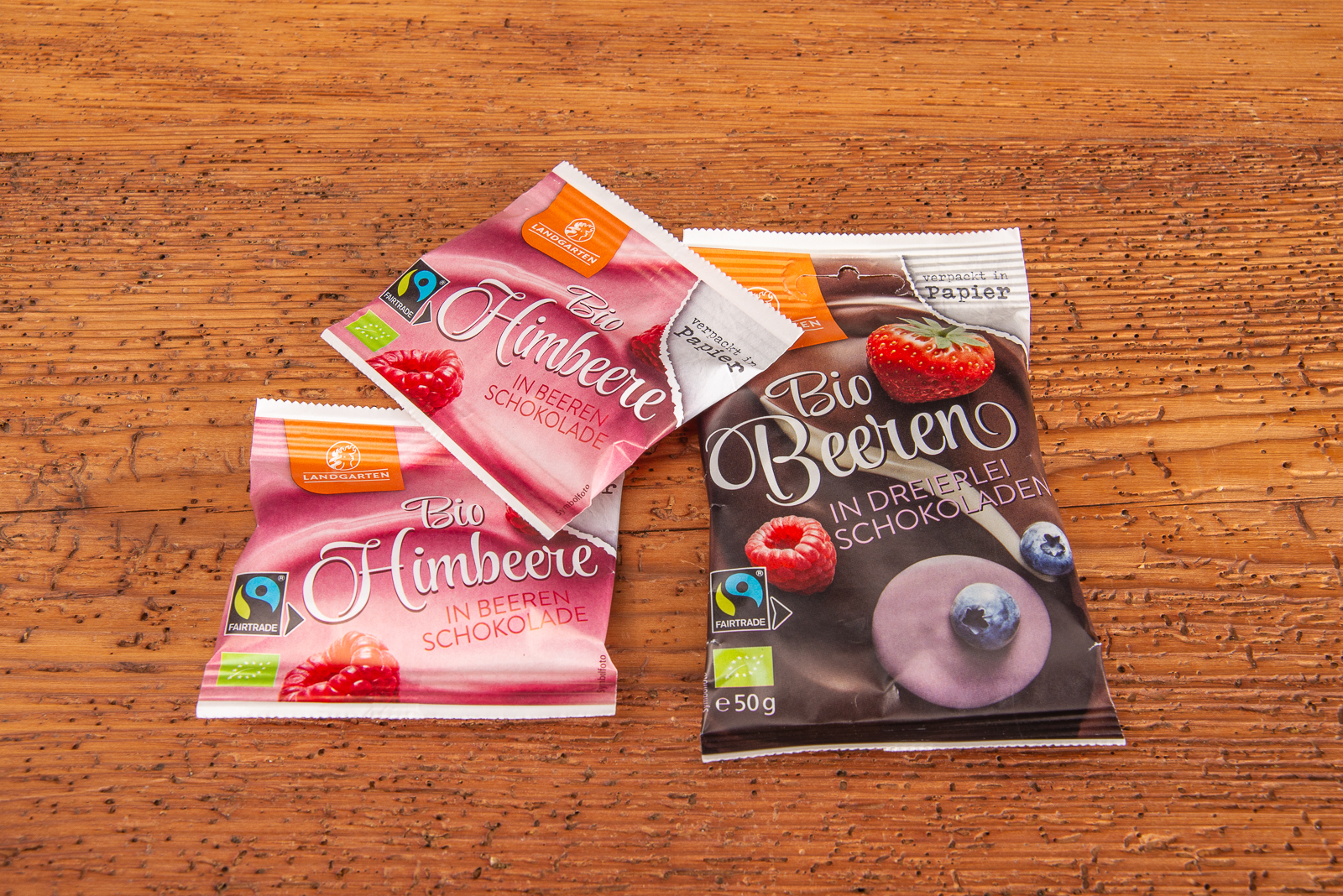 Landgarten Bio-Snacks Schoko-Beeren als Mailingartikel.