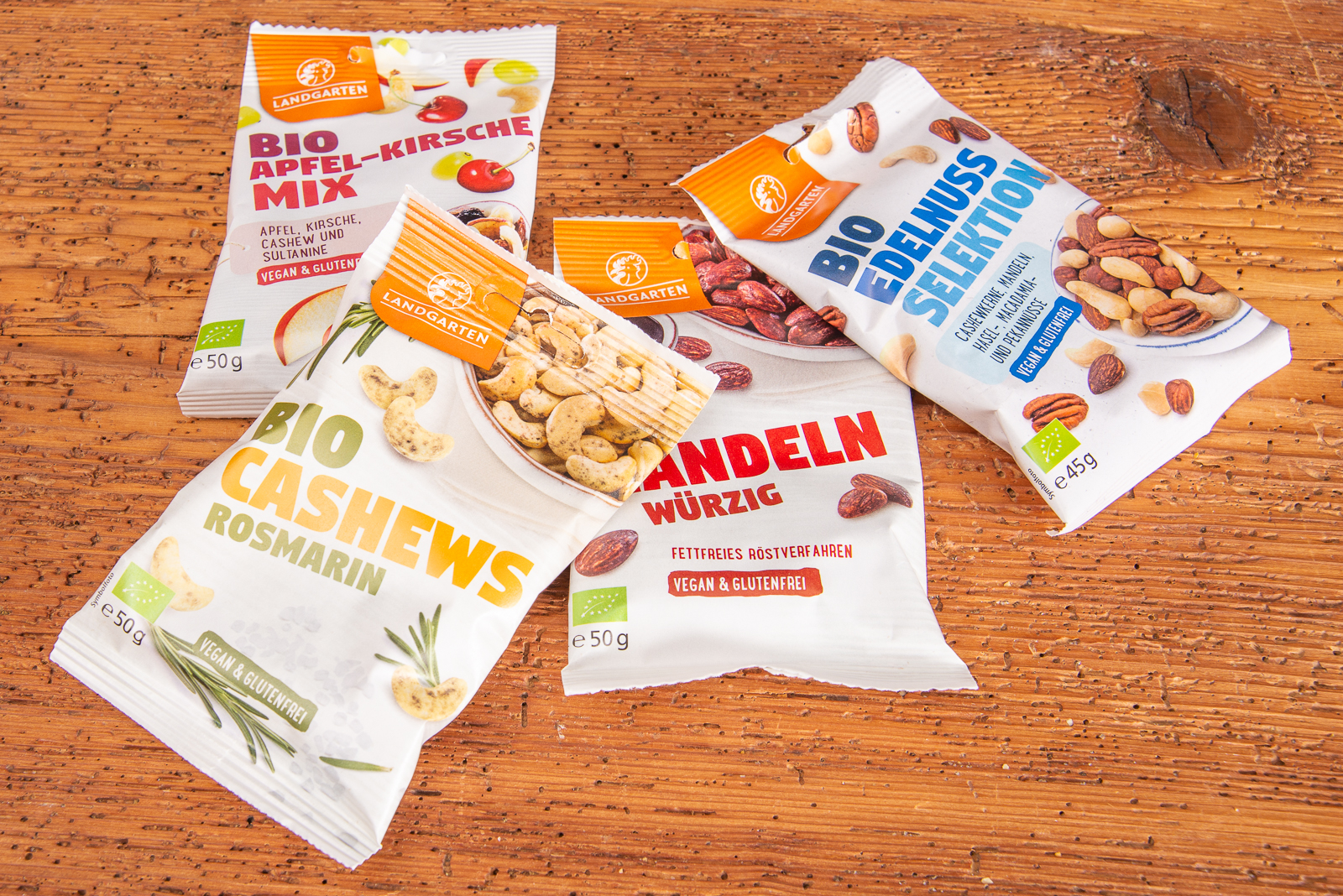 Landgarten Bio-Snacks Nussmischungen als Werbeartikel.