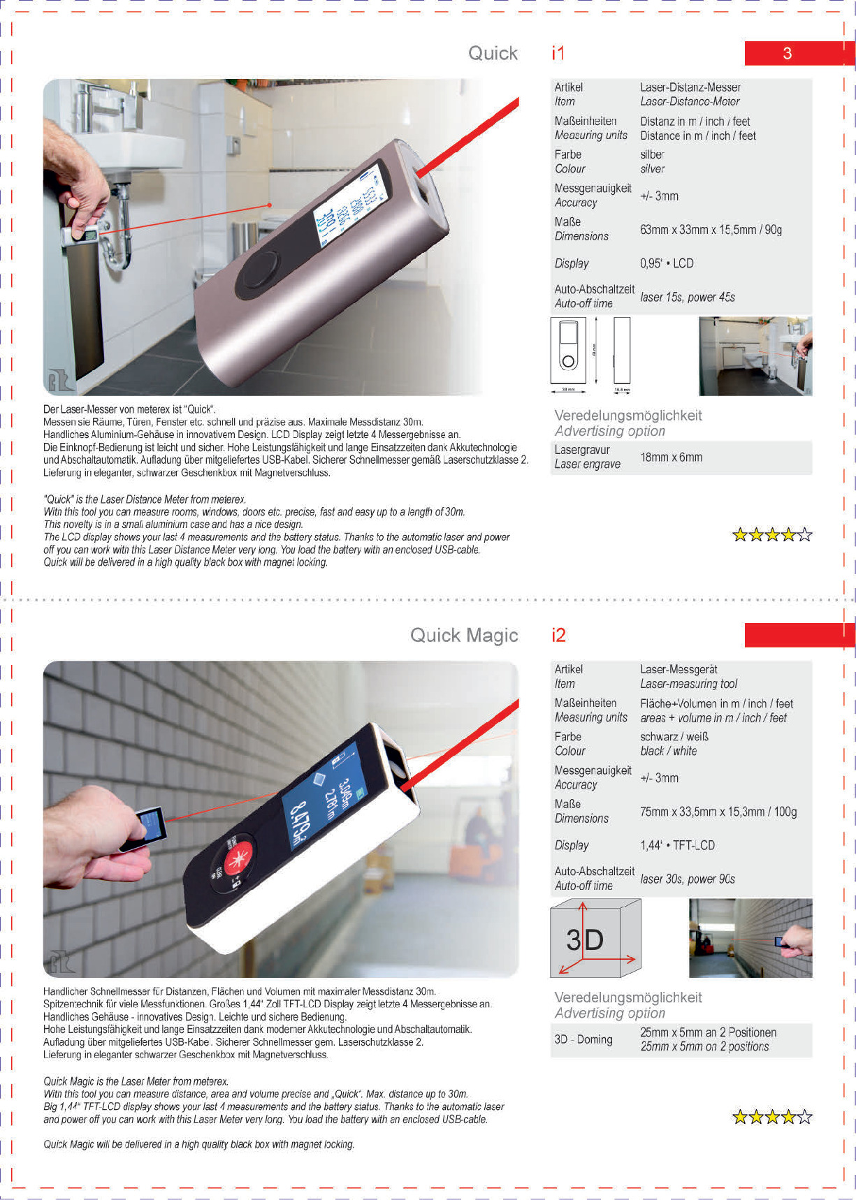 Produktdatenblatt Laser-Distanzmesser Quick Magic i2