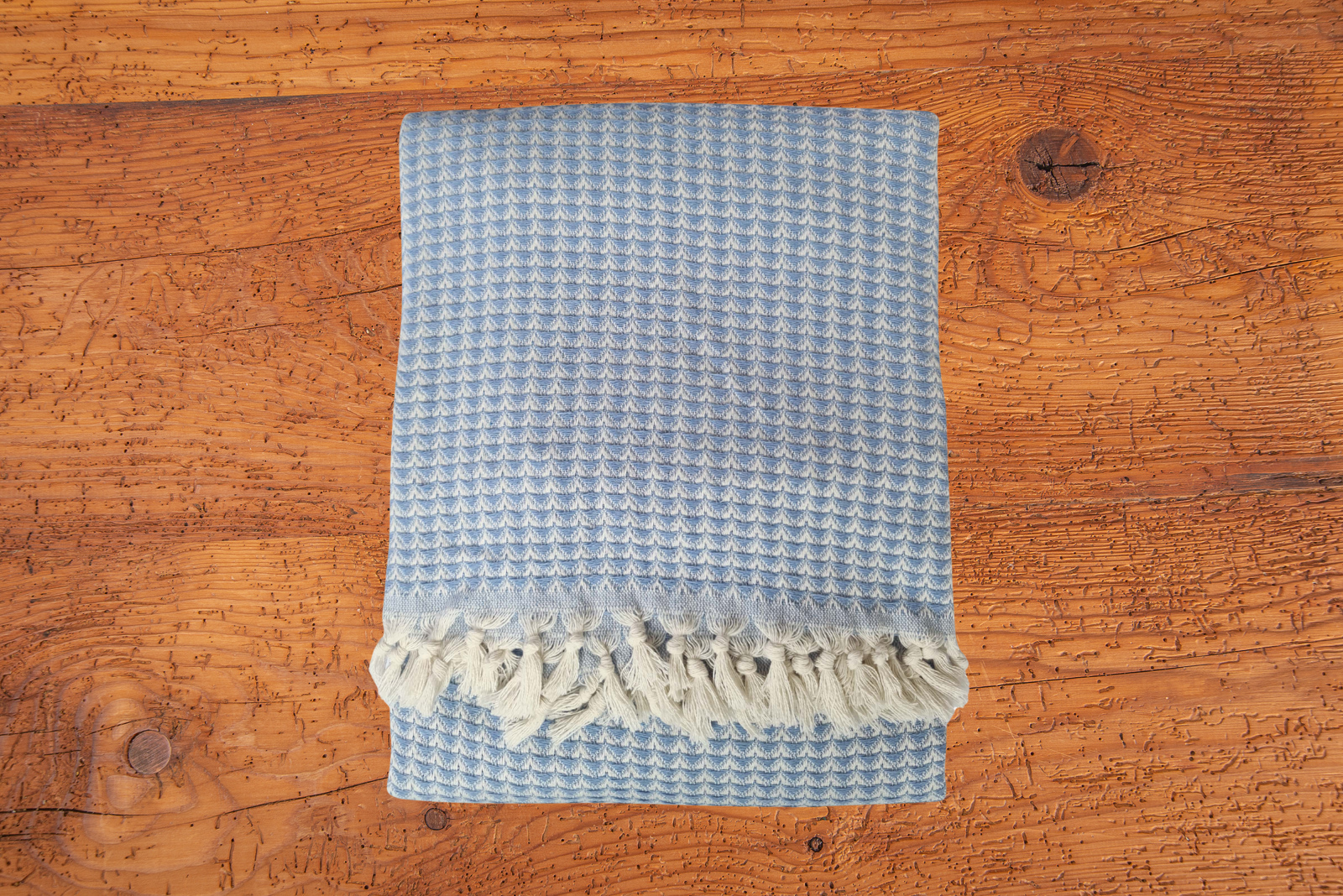 Ocean Towel HOME nachhaltige Kuscheldecke mit Muster &Auml;hre blau-wei&szlig; als Werbegeschenk.