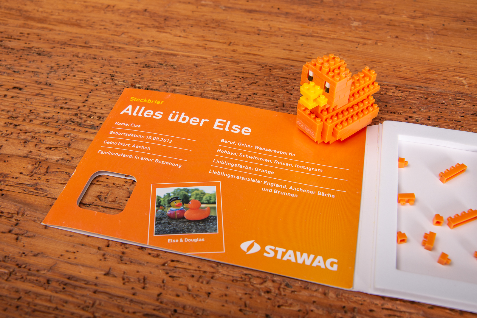 Klemmbausteine Postcard Mailing als Werbeartikel Referenz Stawag.