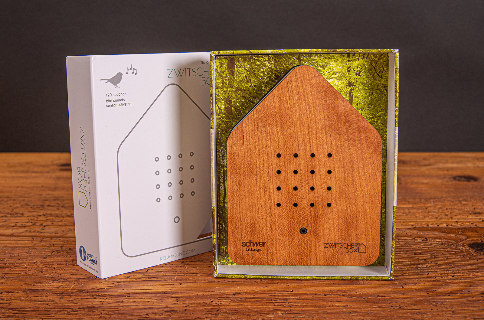 Zwitscherbox mit Logogravur Referenz Schwer Fittings.
