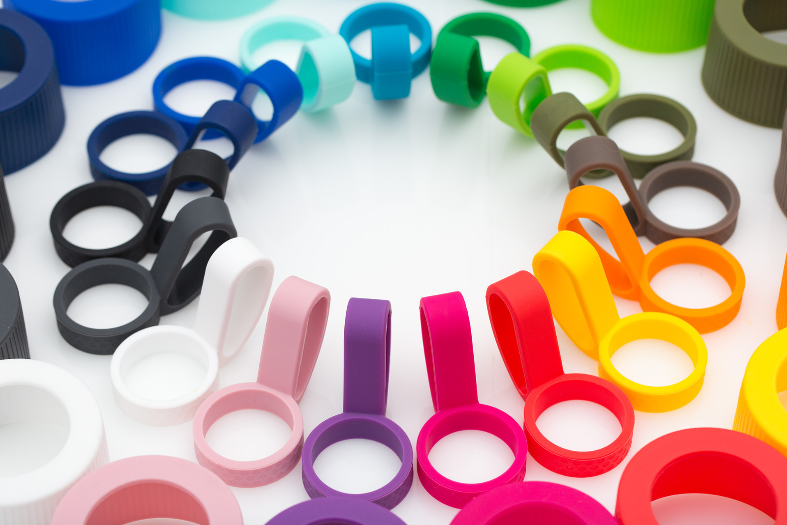 Farbauswahl Silikonschlaufen f&uuml;r Retumbler MyNizza Thermotrinkflaschen als Werbeartikel.