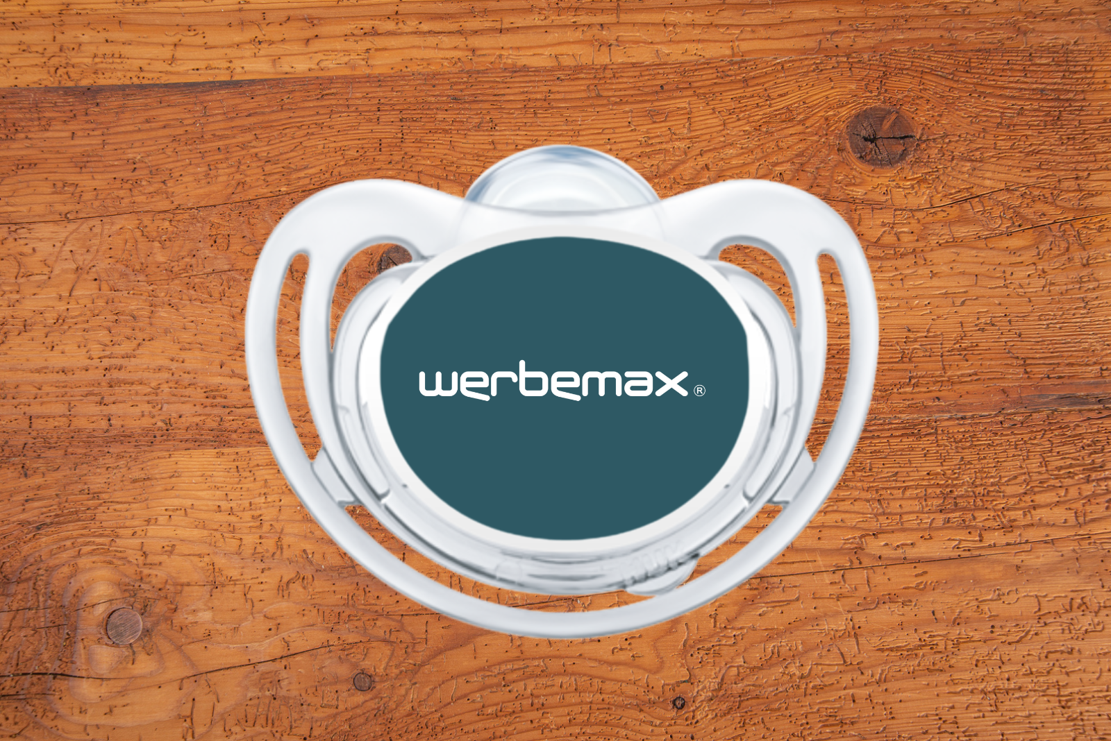 NUK Werbeschnuller mit Logo werbemax als Werbegeschenk.