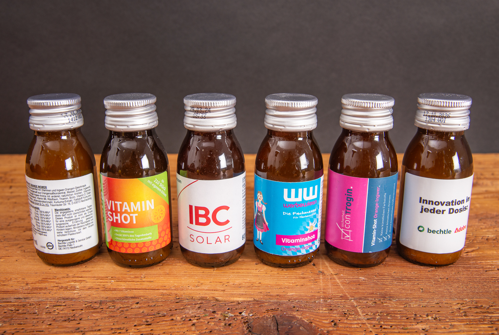 Vitamin Shots individuell gebrandet als Werbeartikel.
