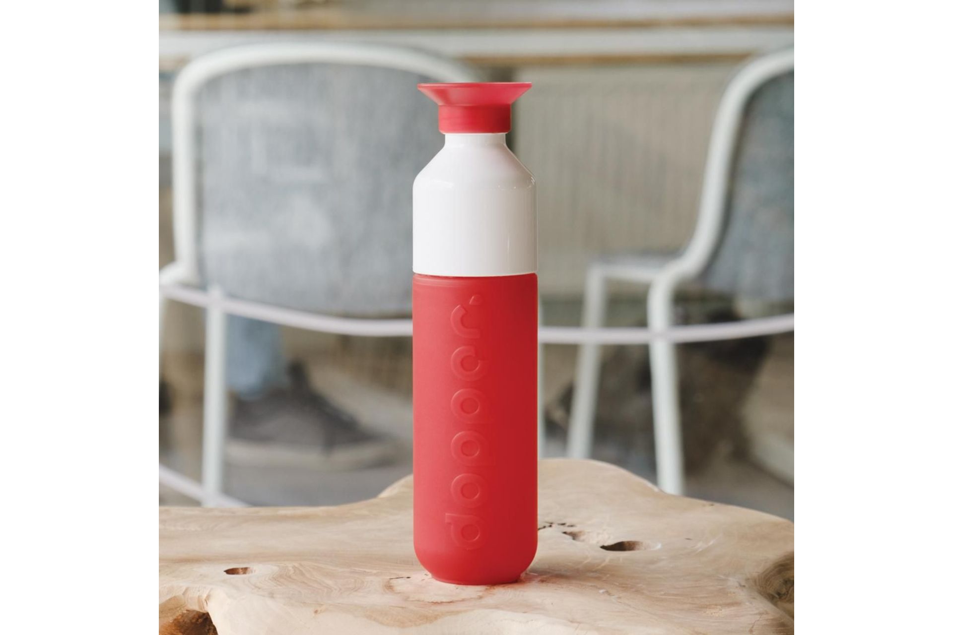 Original Dopper Trinkflasche in wei&szlig;/rot mit Deckel