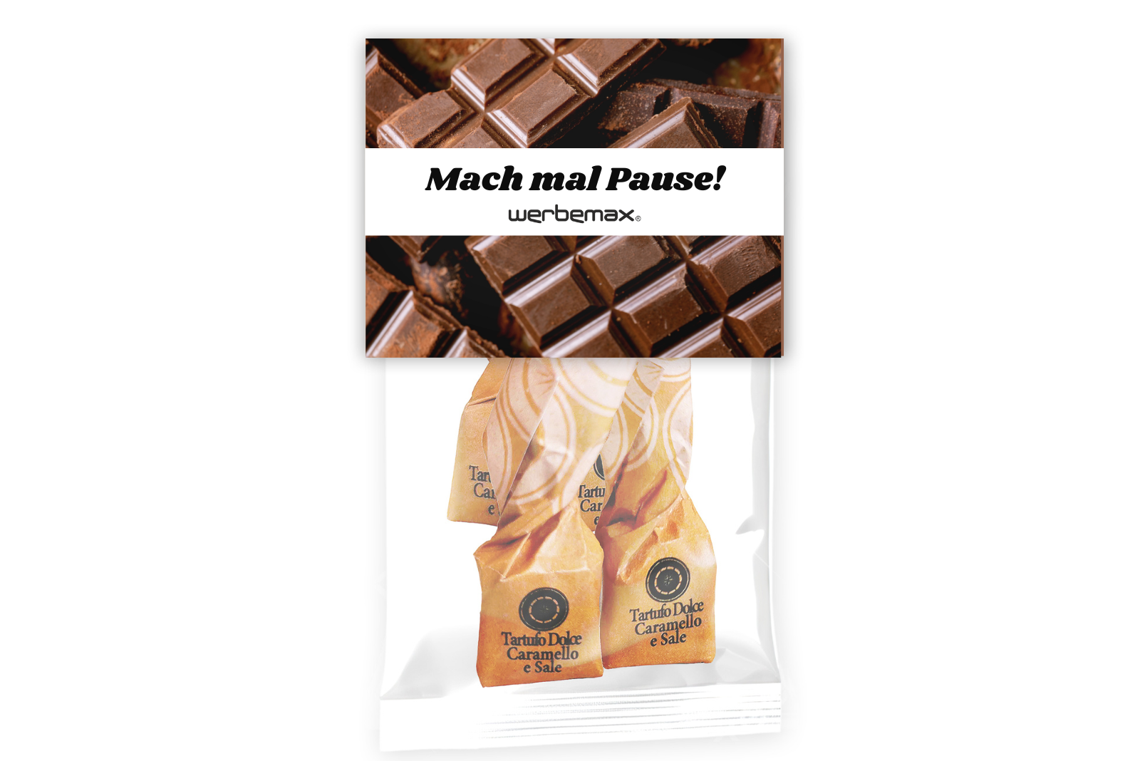 Leckere Tartufo Pralinen als individuelle Werbegeschenk f&uuml;r Messen, Tagungen oder Events