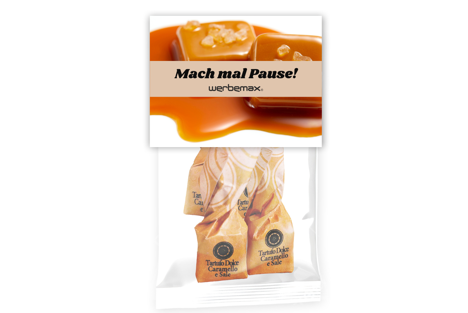 Tartufo Pralinen mit individuellem Header als leckere Werbeartikel f&uuml;r Messen oder Tagungen. 