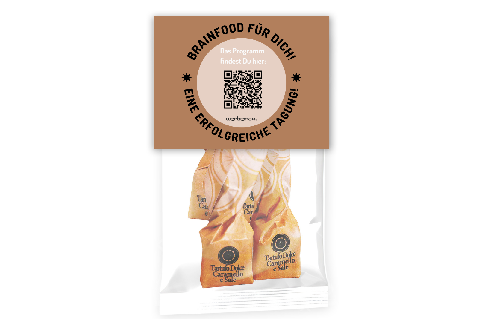 Messeartikel mal anders, entdecken Sie die gro&szlig;e Druckfl&auml;che der leckeren Tartufo-Pralinen als Werbegeschenk f&uuml;r verschiedenen Zielgruppen. 