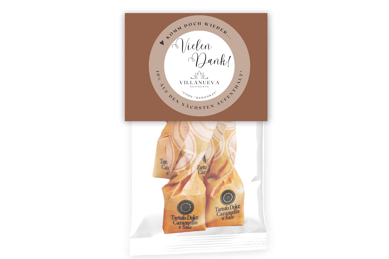 Leckere Tartufo-Pralinen als Werbegeschenke f&uuml;r jede Zielgruppe. Jetzt im praktischen 2-er Set mit individuellem Kartonheader bestellen. 