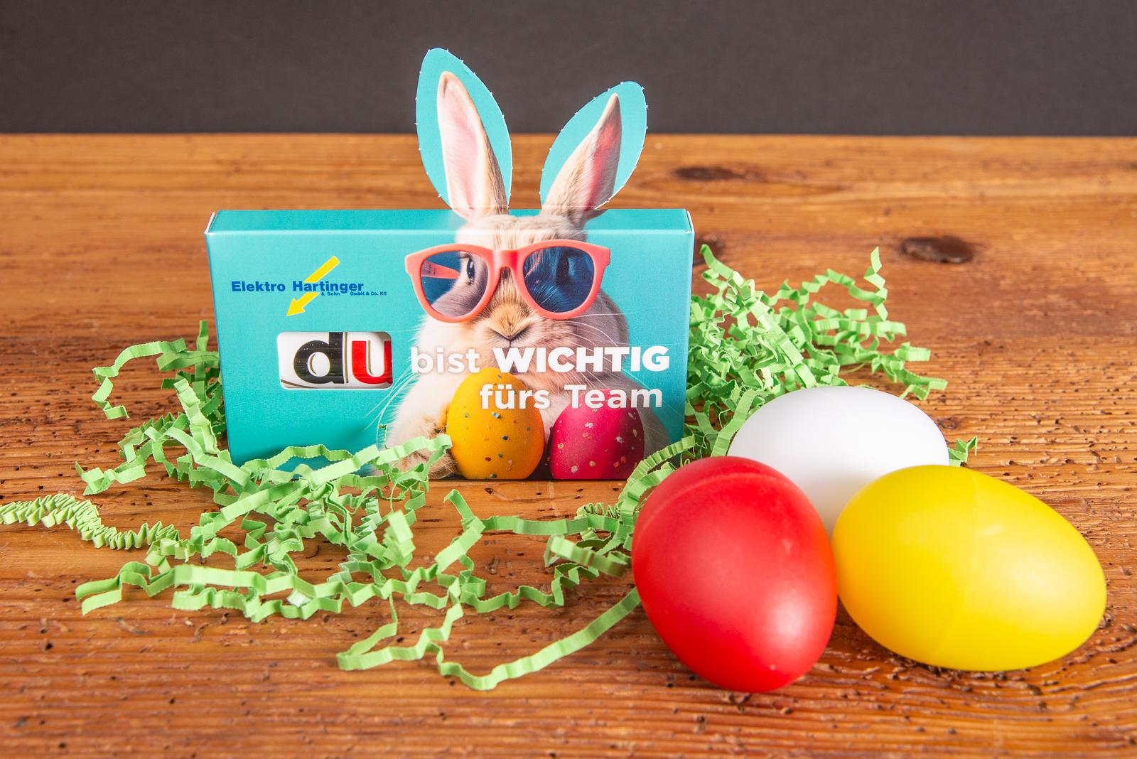 Duplo Schokoriegel in individueller Verpackung als Oster-Werbegeschenk.