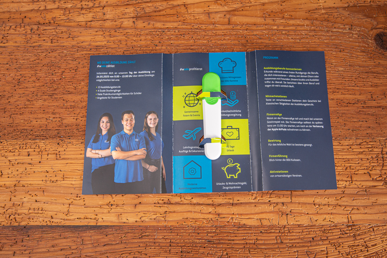 Schneider Textmarker im individuellen Werbeflyer Referenz ODU.