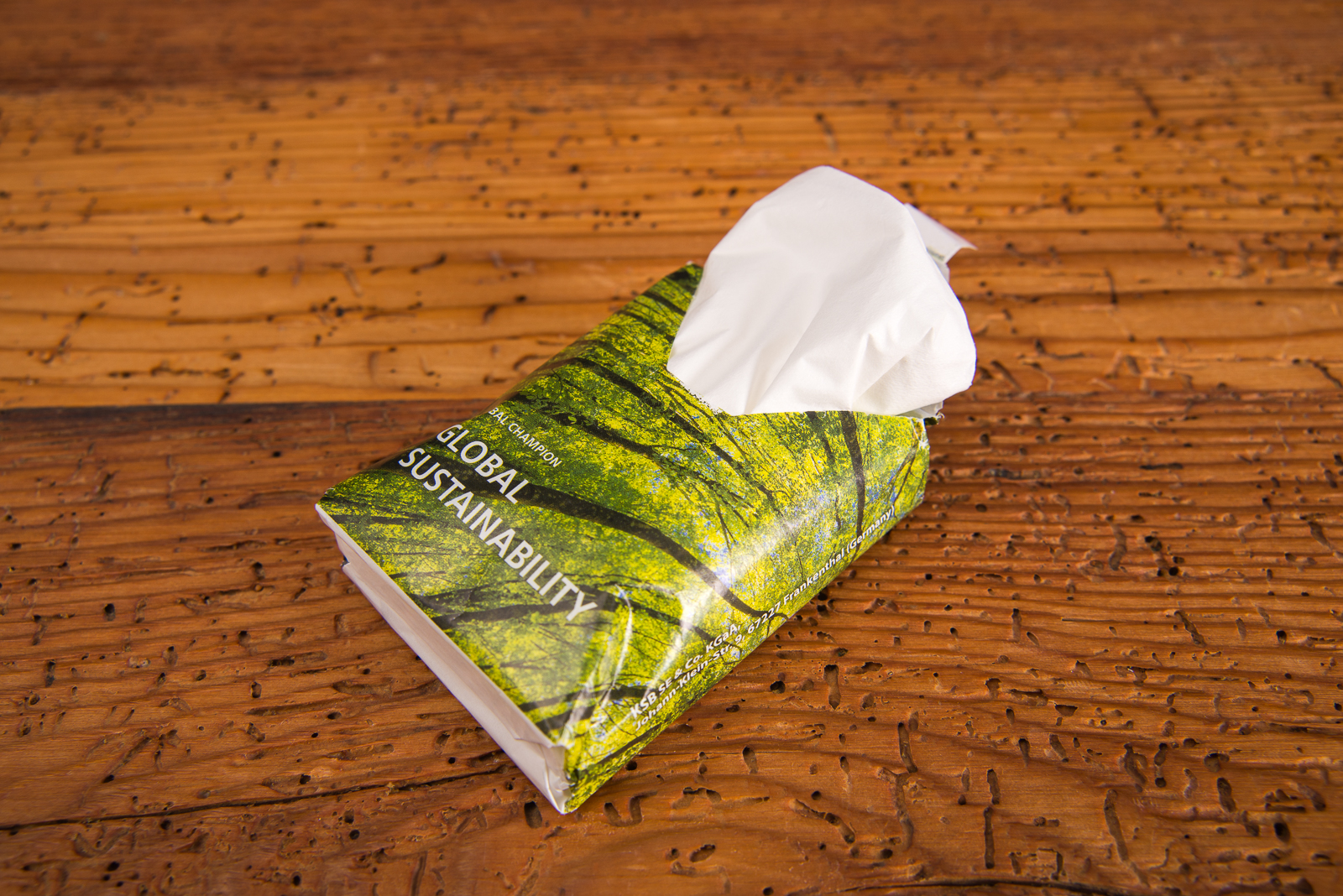 Mini-Taschent&uuml;cher in Papierverpackung mit Logodruck als Werbegeschenk