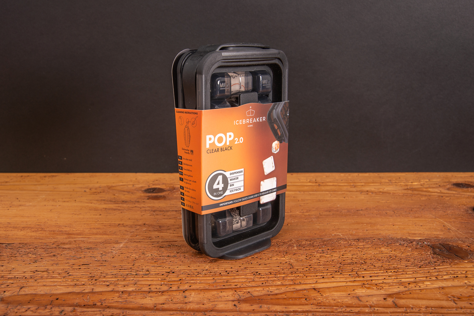 Icebreaker Pop Eisw&uuml;rfelspender in schwarz mit Banderole als cooler Werbeartikel f&uuml;r M&auml;nner