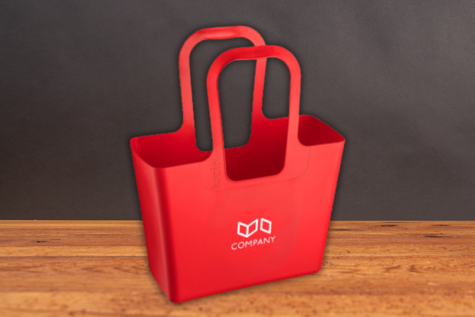 Koziol Tasche XL rot mit aufgedrucktem Logo als Incentiv gem&auml;&szlig; Cportorate Identity des Kunden