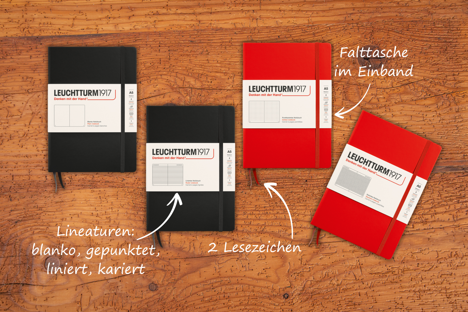 Details Leuchtturm1917 Notizb&uuml;cher Classic DINA5 Hardcover als Kundengeschenk.