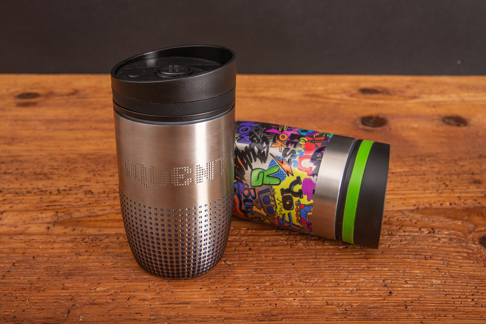 Hochwertige Werbebecher CremaOfficinaBudget mit f&uuml;hlbarem Logodruck.