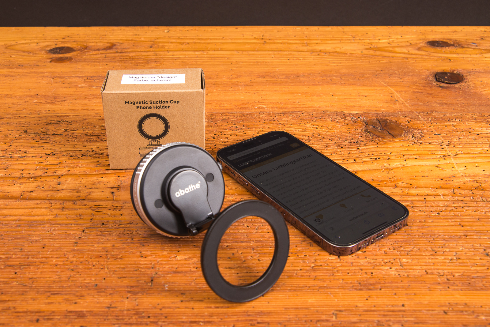 MagHolder Style &ndash; magnetische Handyhalterung f&uuml;rs Auto und Schreibtisch mit Vakuum-Saugnapf und individueller Logo-Veredelung