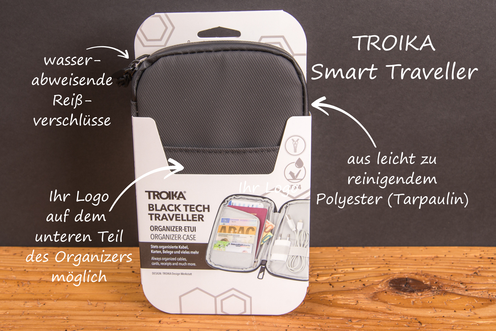 TROIKA Smart Traveller Organizer &ndash; stilvolles Werbegeschenk mit Logo, wasserabweisend und vielseitig einsetzbar