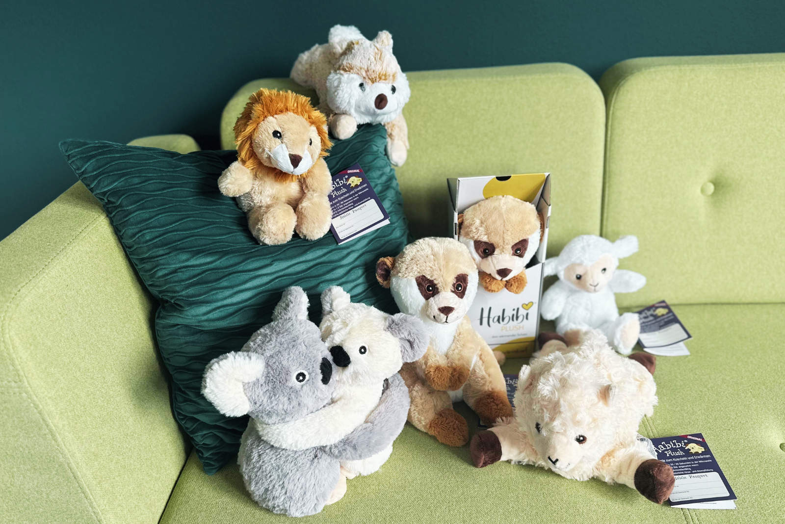 Habibi Plush W&auml;rmekuscheltiere Kollektion &ndash; nachhaltige W&auml;rmekissen Werbegeschenke mit Logo aus naturreiner Hirsef&uuml;llung