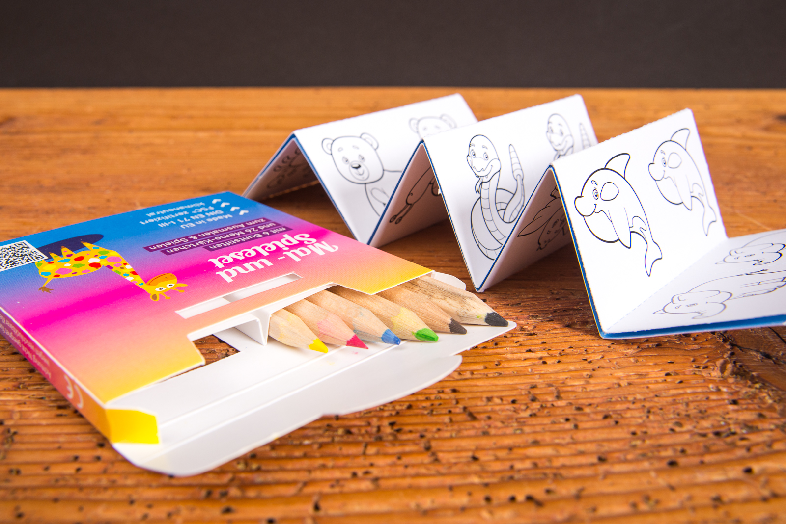 Reidinger Buntstifte Memory Set mit ausklappbaren Tiermotiven zum Ausmalen und Spielen f&uuml;r Kinder.