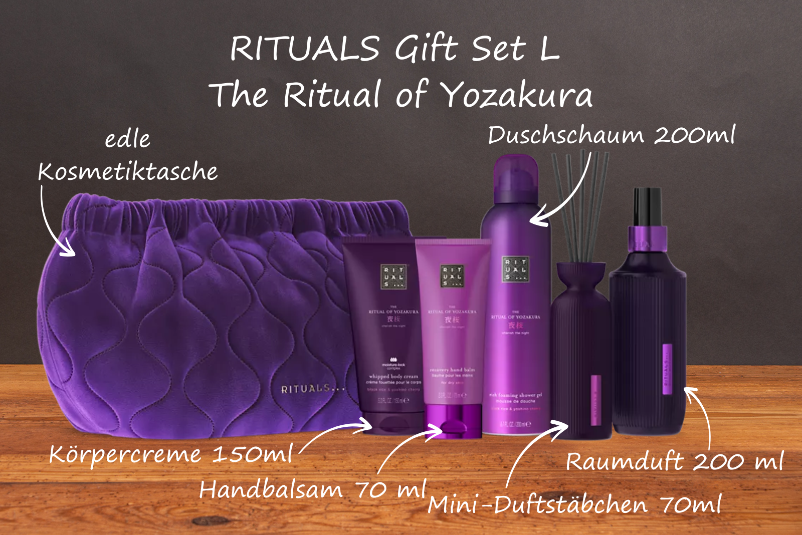 Rituals Yozakura Gift Set L mit Duschschaum, K&ouml;rpercreme, Handbalsam, Mini-Duftst&auml;bchen und Raumduft &ndash; exklusives Rituals Geschenkset f&uuml;r Mitarbeiter.