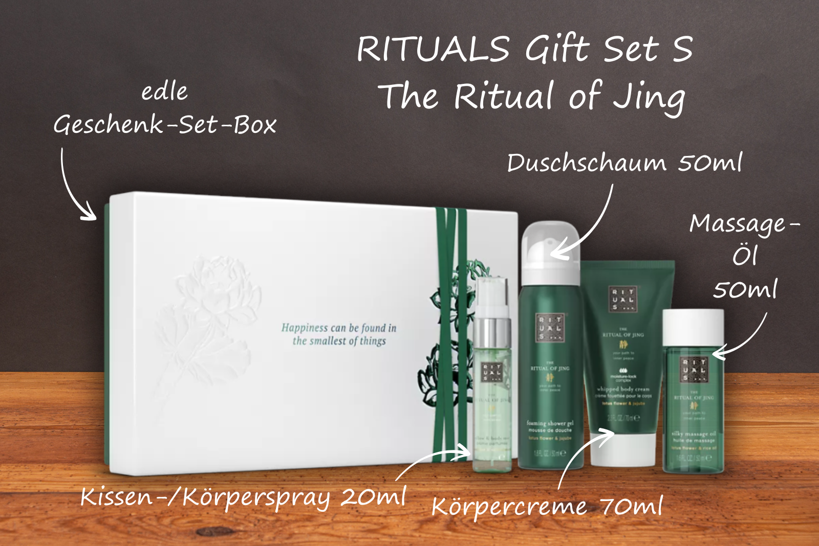 Rituals Geschenkset &bdquo;The Ritual of Jing&ldquo; small mit Pflegeprodukten in eleganter Box.