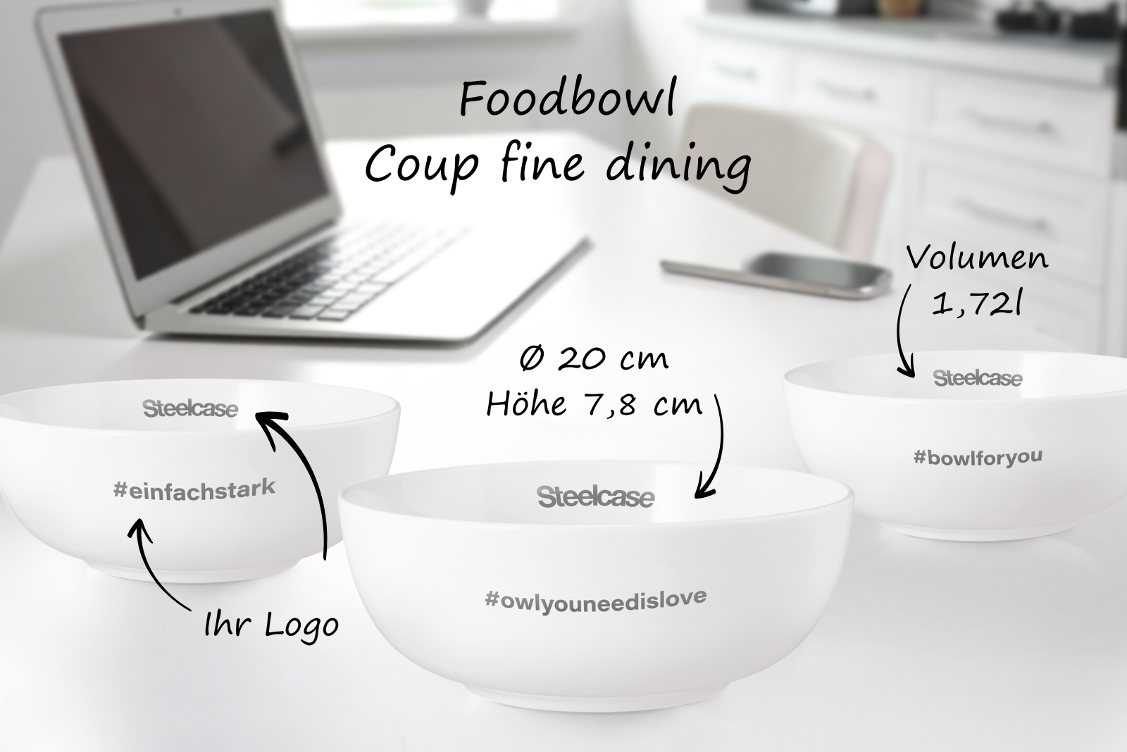 Foodbowl Coup Fine Dining von Seltmann Weiden &ndash; Porzellan-Sch&uuml;ssel mit Logodruck, ideal als Premium-Werbegeschenk oder Mitarbeiterpr&auml;sent.