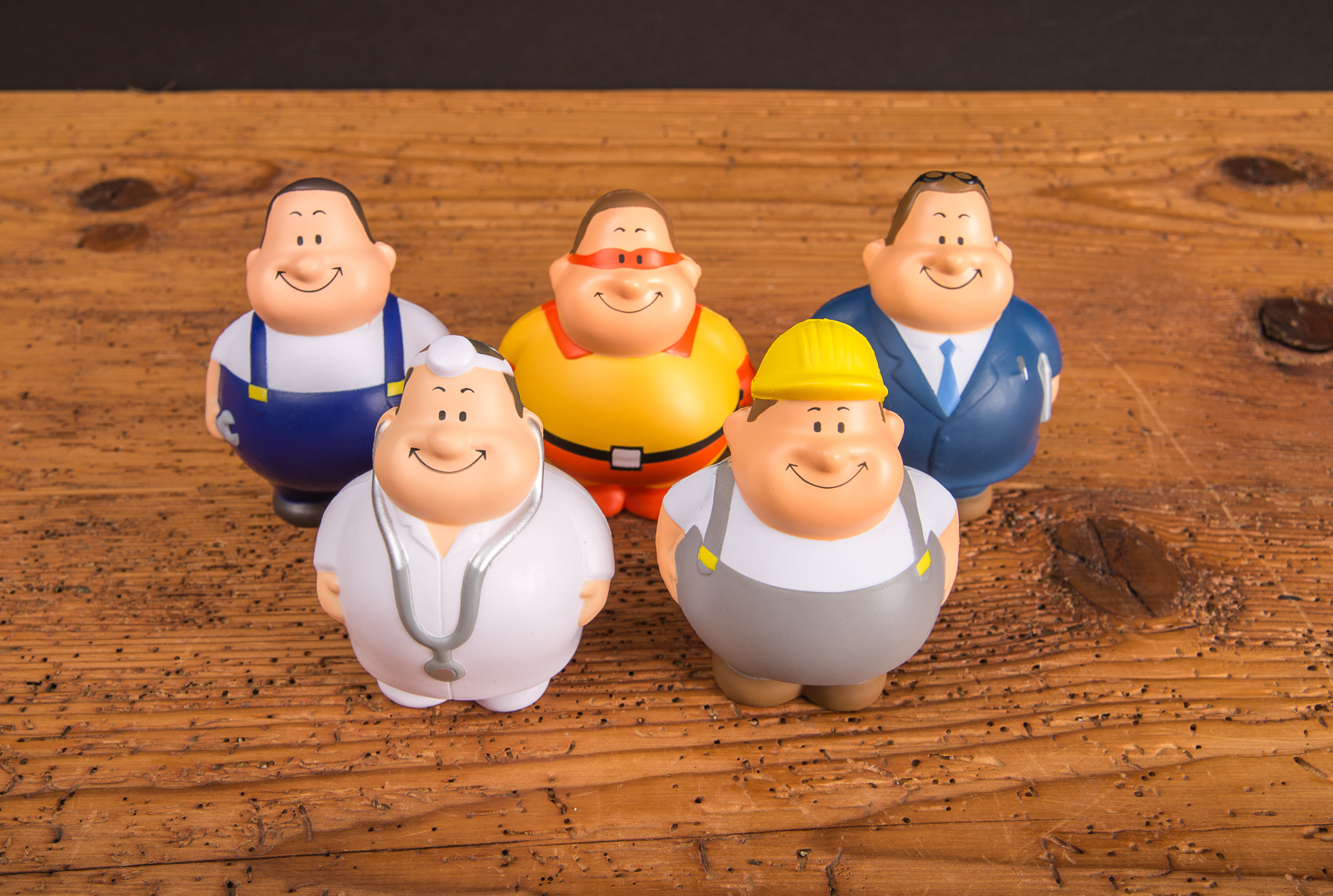 Anti Stress B&auml;lle als niedliche Charaktere mit Logo bedrucken. Squeezie als Werbemittel mit einem Augenzwinkern. 