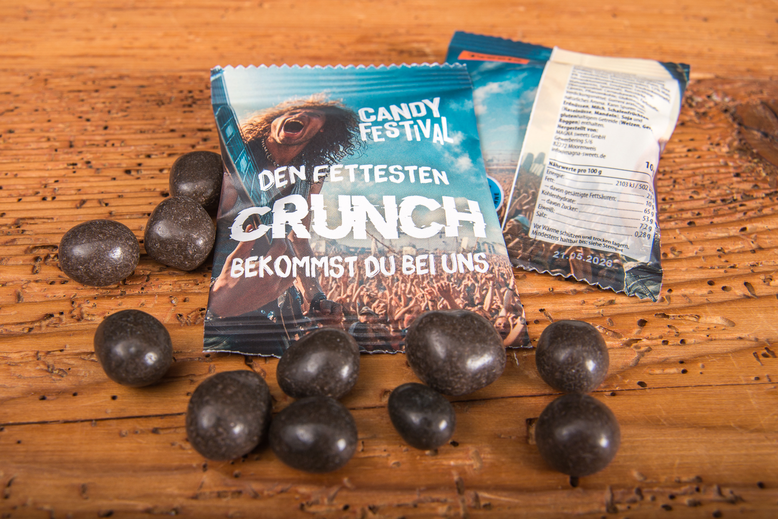 Vegane Treets Crunchy Corn von magna mit ger&ouml;steten Maisk&ouml;rnern als s&uuml;&szlig;-salziger Werbeartikel