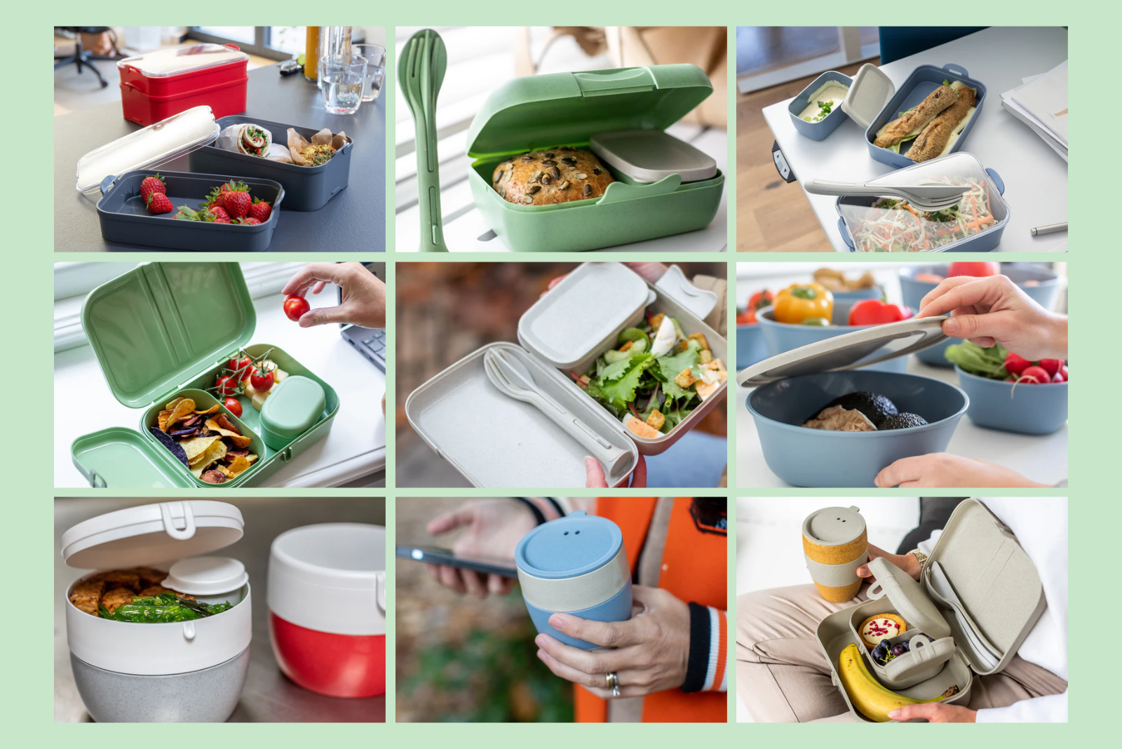 koziol To Go Werbeartikel mit Lunchboxen, Meal Prep Boxen und Mehrwegbechern mit Logo als nachhaltige Werbegeschenke.