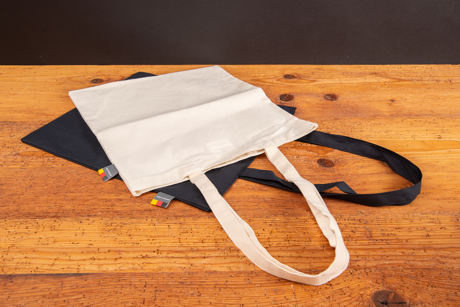 Tragetasche aus Baumwolle mit langen Henkeln Made in Germany &ndash; Werbeartikel mit Logo bedrucken lassen