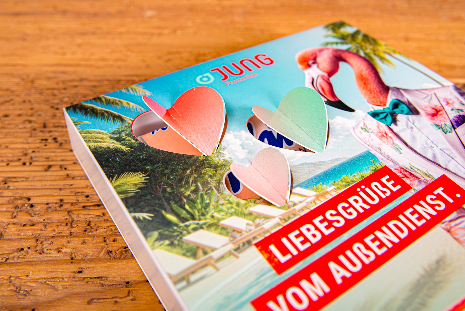 Ritter Sport personalisiert in Pr&auml;sentbox mit 3D Herz-Element, kreative Geschenk Box als hochwertiger Werbeartikel