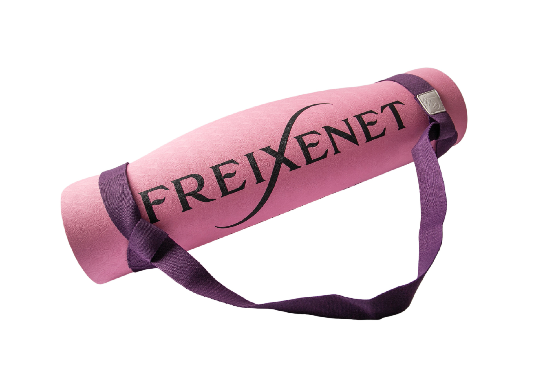 Bedruckte Yogamatte mit Tragegurt und Freixenet Logo als hochwertiger Werbeartikel f&uuml;r Yoga Events.