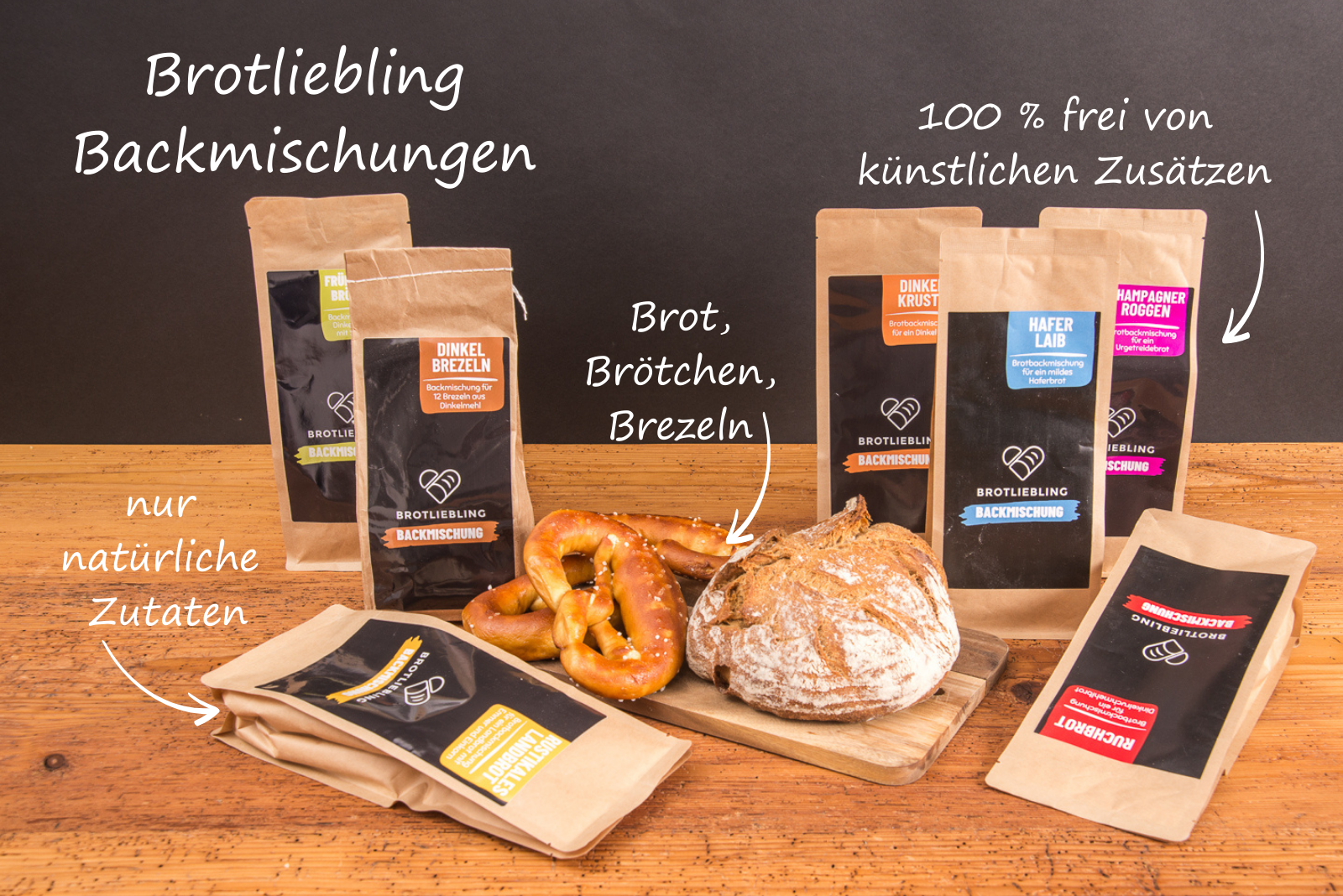 Brotliebling Backmischung mit Logo aus nat&uuml;rlichen Zutaten &Uuml;bersicht