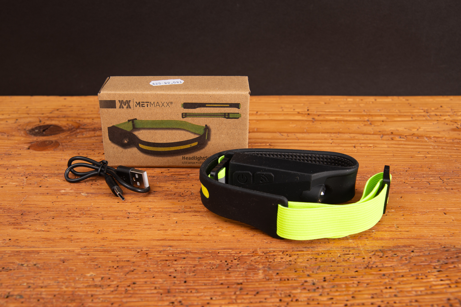 LED Kopflampe mit USB-C Ladekabel als moderner Werbeartikel f&uuml;r Outdoor und Handwerk