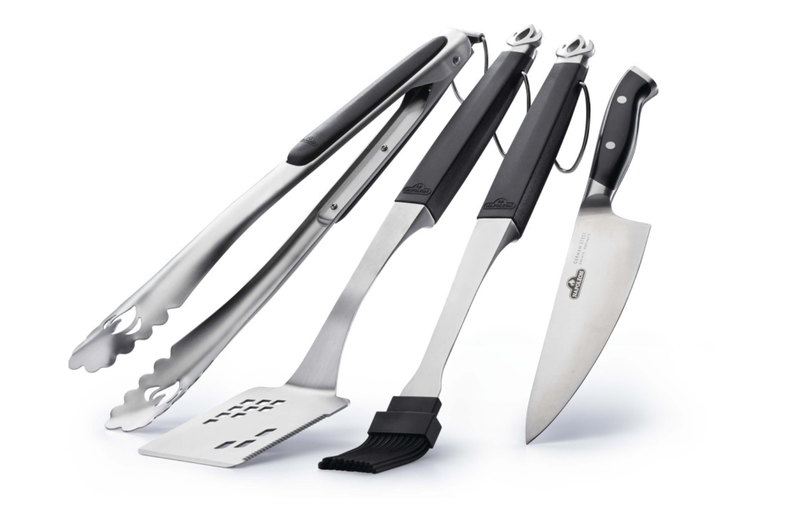 Napoleon 4-teiliges Grillbesteck Set aus Edelstahl als hochwertiger Werbeartikel.