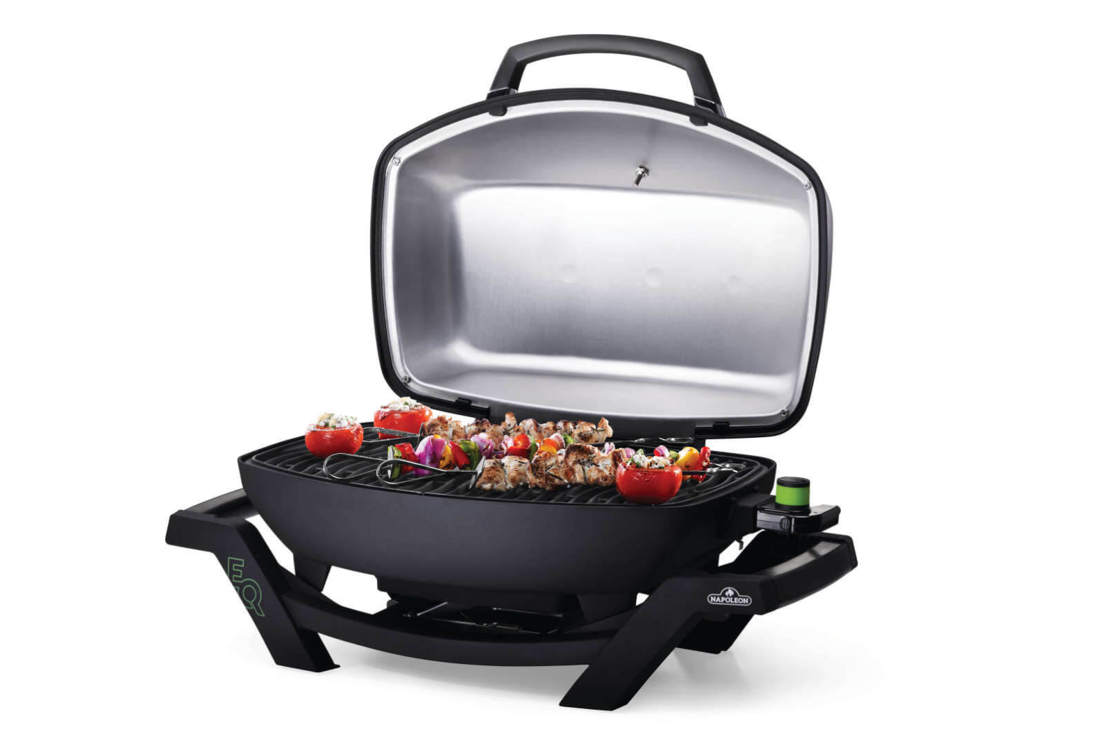 Napoleon TravelQ PRO285E Elektrogrill mit Grillgut als hochwertiges Werbegeschenk.