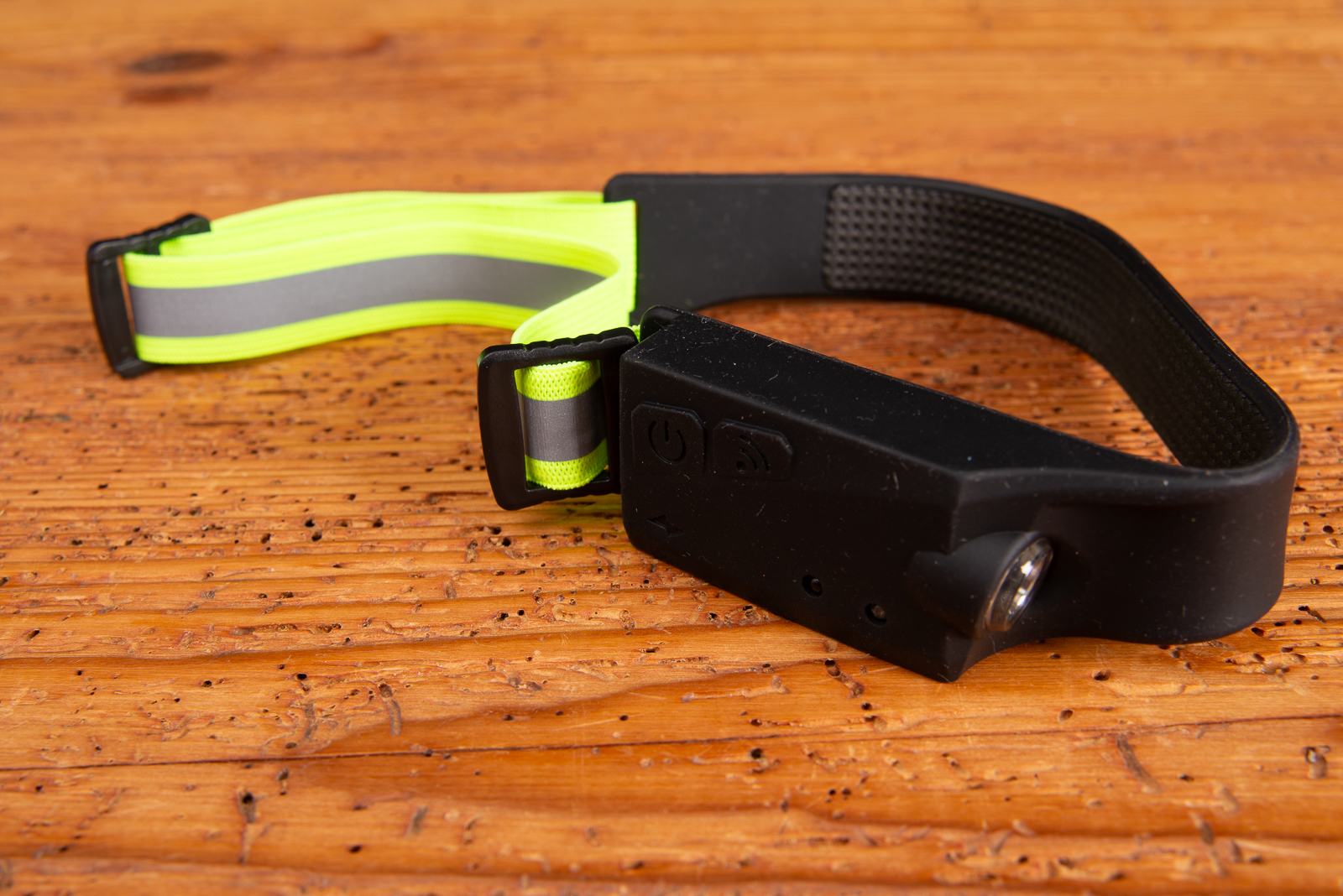 Flexible Stirnlampe mit verstellbarem Band und Logo als funktionaler Werbeartikel